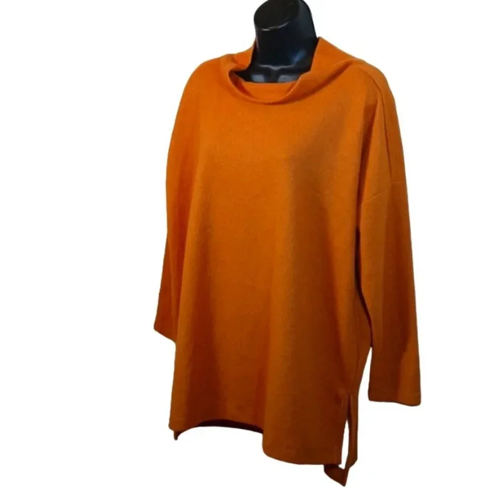 Anthropologie Mock Neck Tunic Pullover Pumpkin Orange size Medium - Picture 1 of 13
